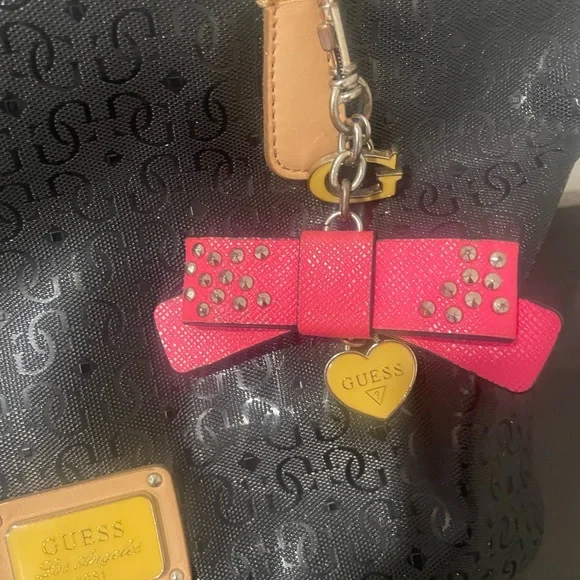 Guess Black and Pink Tote with Bow Accent - Picture 2 of 4